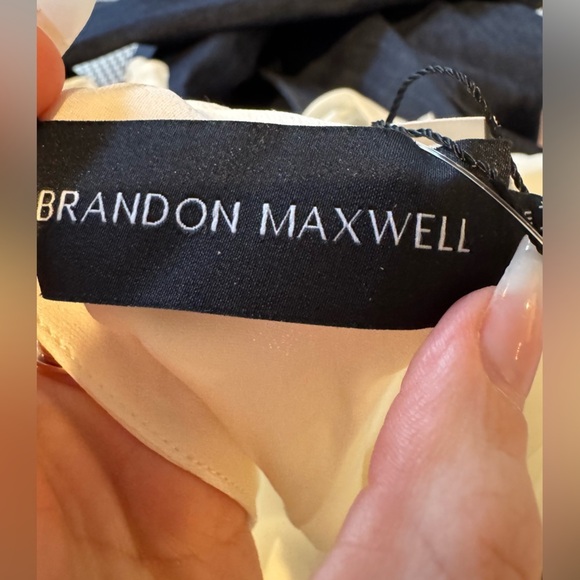 BRANDON MAXWELL The Ilana Layered 100% Silk Top in Ivory NWT - Picture 9 of 10